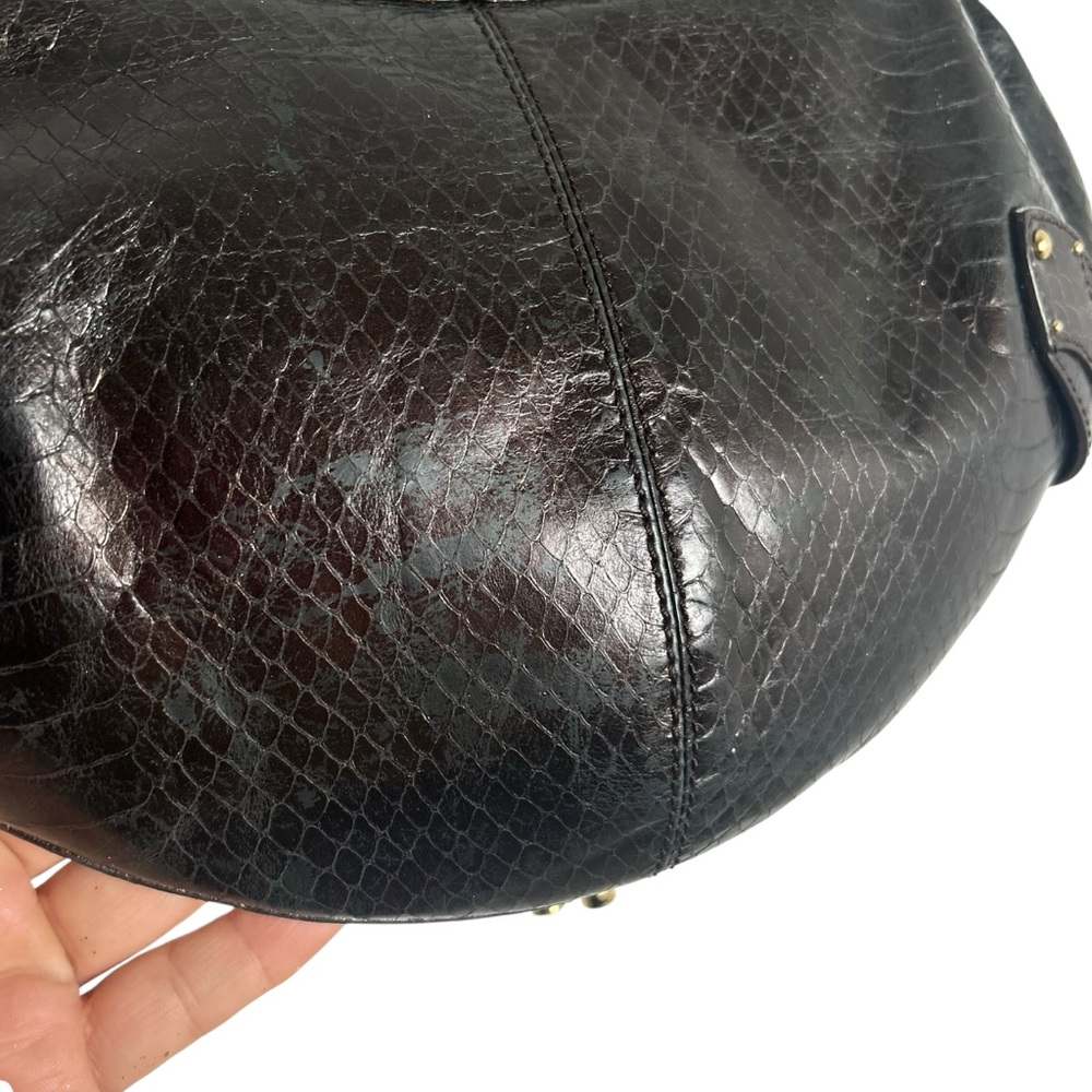 ๐ COLE HAAN Dark Dark Brown Embossed Leather Hobo Bag ๐ - Picture 8 of 14
